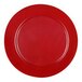 A red Elite Global Solutions Maya melamine plate with a clear circle in the center.