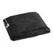 A black vinyl bag with a zipper on a white background.