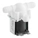 A white Lavex solenoid valve with a white plastic cover and two holes.