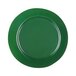 A green Elite Global Solutions round melamine plate with a round edge.