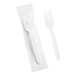 A white plastic fork in a plastic bag.