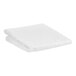 A white 1888 Mills Flourish queen size fitted sheet folded on a white surface.