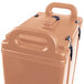 A beige Cambro insulated soup carrier with black handles.