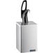 A silver rectangular San Jamar countertop dispenser box with a black pump handle.