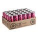 A cardboard box of Izze Blackberry Sparkling Juice cans.