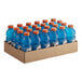 A cardboard box full of blue Gatorade Cool Blue sports drink bottles.