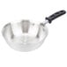 A Vollrath stainless steel saucier pan with a black TriVent handle.