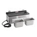 A silver Server ConserveWell heated dipper well with two containers on a counter.