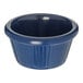 A Carlisle cobalt blue fluted melamine ramekin.