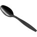 A black plastic Choice teaspoon with a black handle.