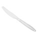 A clear heavy weight polystyrene plastic knife.