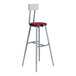 A gray National Public Seating lab stool with a metal frame and hollyberry high-pressure laminate seat and backrest.
