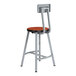 A National Public Seating Titan lab stool with a wood seat and backrest on a gray metal frame.