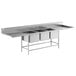 A Regency stainless steel sink with three compartments.