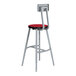 A gray steel National Public Seating lab stool with a hollyberry high-pressure laminate seat and backrest.