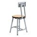 A National Public Seating Titan lab stool with a wooden seat and backrest.