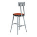 A National Public Seating Titan lab stool with a wild cherry seat and backrest on a gray steel frame.