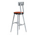 A gray steel and wood National Public Seating lab stool with a wild cherry seat and backrest.