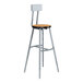 A National Public Seating Titan lab stool with a Bannister Oak seat and back on a metal frame.