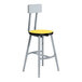 A National Public Seating gray lab stool with a marigold seat and backrest.
