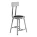 A National Public Seating Titan lab stool with a black seat and back on a metal frame.