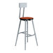 A National Public Seating lab stool with a gray steel frame and wood seat.