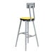 A National Public Seating Titan lab stool with a gray frame and a marigold seat and backrest.
