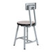 A National Public Seating Titan lab stool with a gray high-pressure laminate seat and back on a black metal frame.