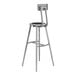 A National Public Seating gray steel lab stool with a black poly seat and backrest.