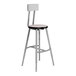 A National Public Seating lab stool with a gray high-pressure laminate seat and backrest and metal legs.