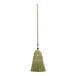 A close-up of a Heavy-Duty Authentic Amish-Made Corn Broom with a wooden handle with a green tip.