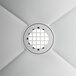 A white circular stainless steel mop sink cabinet.