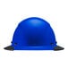 A blue Lift Safety full brim hard hat with a black rim.