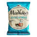 A blue and white bag of Miss Vickie's Sea Salt & Vinegar potato chips.