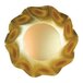 A Sophistiplate satin gold paper appetizer bowl with a circle in the middle.