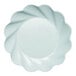A sky blue Sophistiplate Simply Eco fiber dinner plate with a scalloped edge.