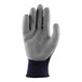 A close-up of a Lift Safety 2X Large thermal glove with gray and blue colors and crinkle latex palm coating.