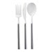 Sophistiplate Villa White / Silver plastic cutlery set with a fork and spoon.