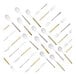 A bunch of Sophistiplate Villa white plastic spoons and forks with silver handles.