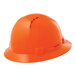 An orange Lift Safety full brim hard hat with ratchet suspension.
