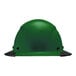 A green Lift Safety Dax hard hat with black trim straps.