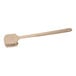 A Carlisle Sparta tan wooden pot scrub brush with a handle.