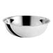 A close-up of a silver Choice stainless steel mixing bowl.