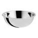 A silver stainless steel Choice mixing bowl.