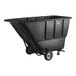 A black container on wheels.