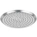 An American Metalcraft Super Perforated Heavy Weight Aluminum Pizza Pan with holes in it.