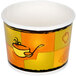A white paper Huhtamaki soup cup with a design on it.
