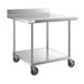 A Regency stainless steel work table with undershelf and casters.