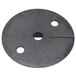 A black circular Robot Coupe discharge plate with holes.