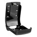 A black plastic C-fold and multi-fold paper towel dispenser with an open front cover.